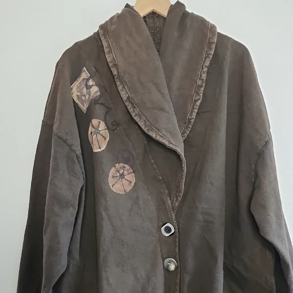 Blue Fish Brown Coat with Decorative Hem - Picture 7 of 12